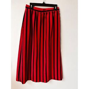 Separate Pleasures Vintage Red Black Striped Midi Skirt High Waist Retro Style